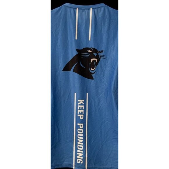 Carolina Panthers Mens T Shirt 3D Performance Size L Blue Taped Neck - Picture 8 of 9